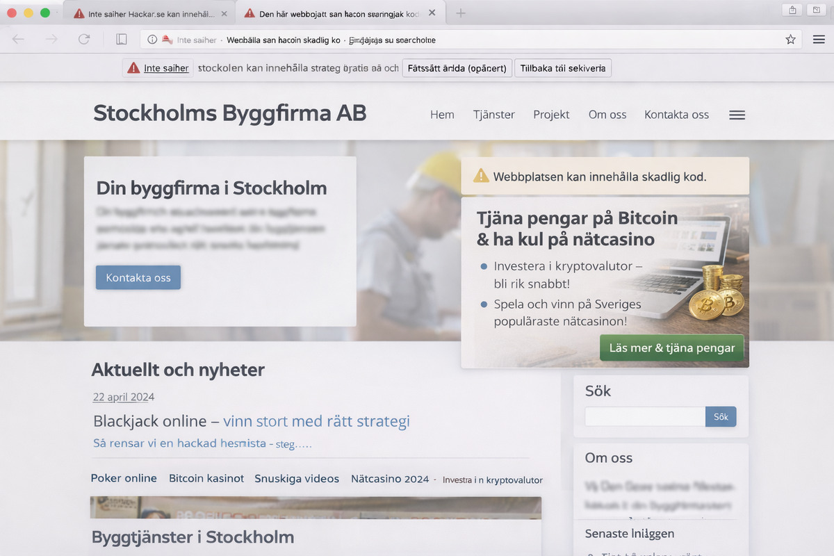 Exempel på komprometterad webbplats