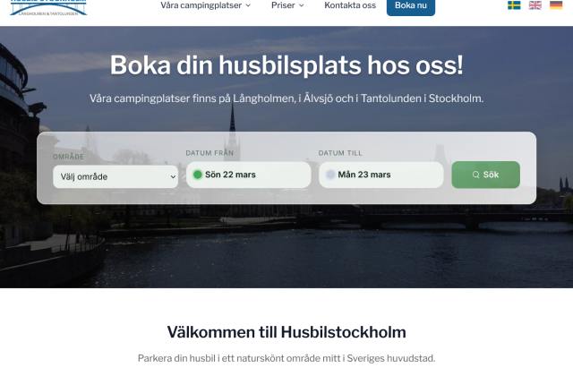 Startsidan för Husbilstockholm