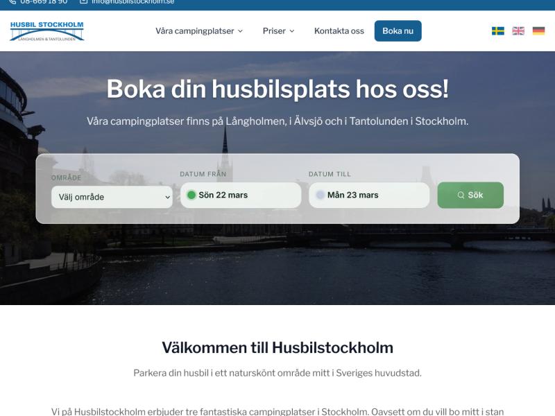 Startsidan för Husbilstockholm
