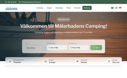 Mälarbadens Camping hemsida byggd av webbyrå Webbfabriken i Stockholm