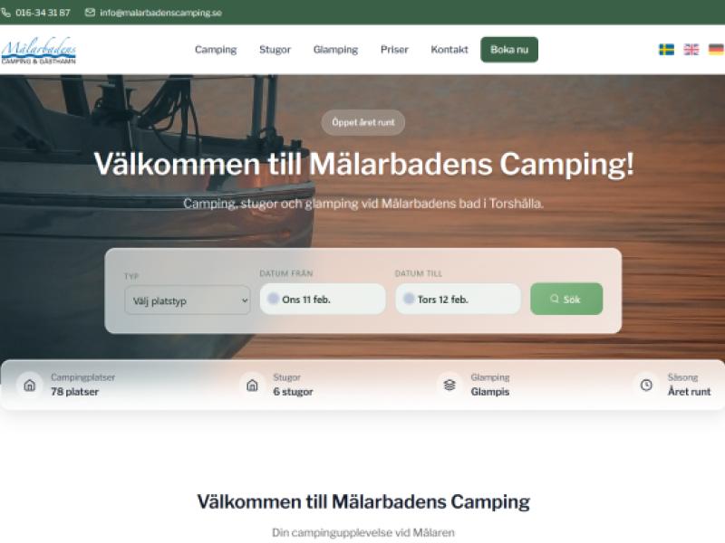 Startsidan för Mälarbadens Camping