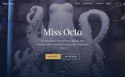 Miss Octo startsida designad av webbyrå Webbfabriken Stockholm