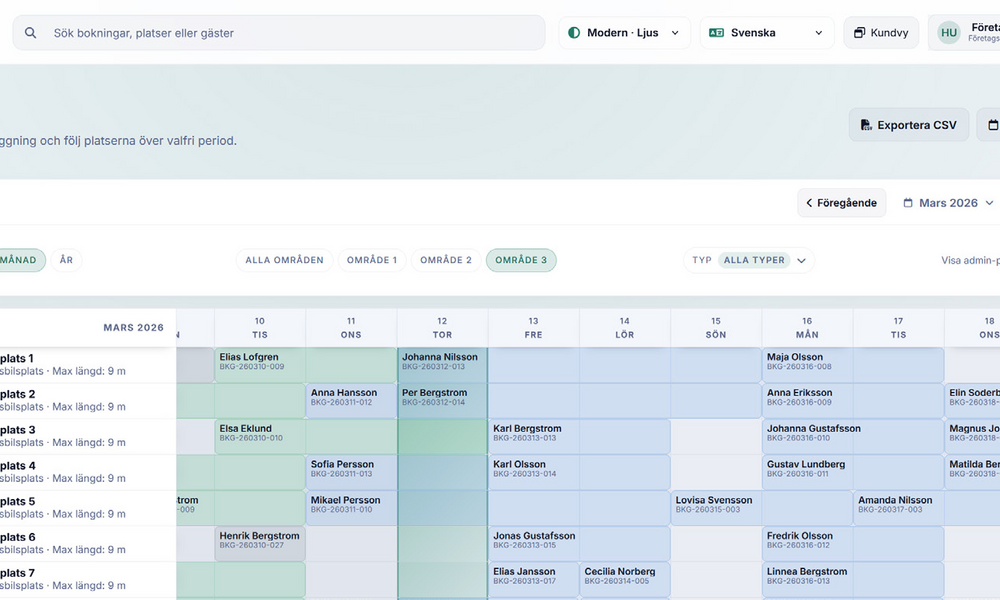 WF Booking kalender