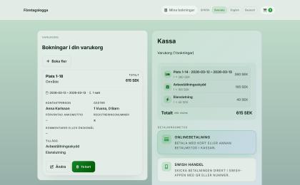 WF Booking online bokning betalningsflöde med Stripe och Swish